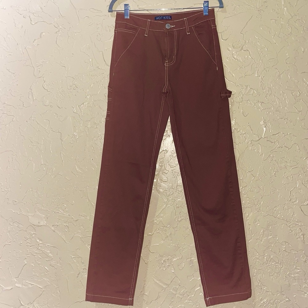 Vintage Y2K Hot Kiss Size 3 MidRise Straight Leg Burnt Orange Carpenter Pants‎